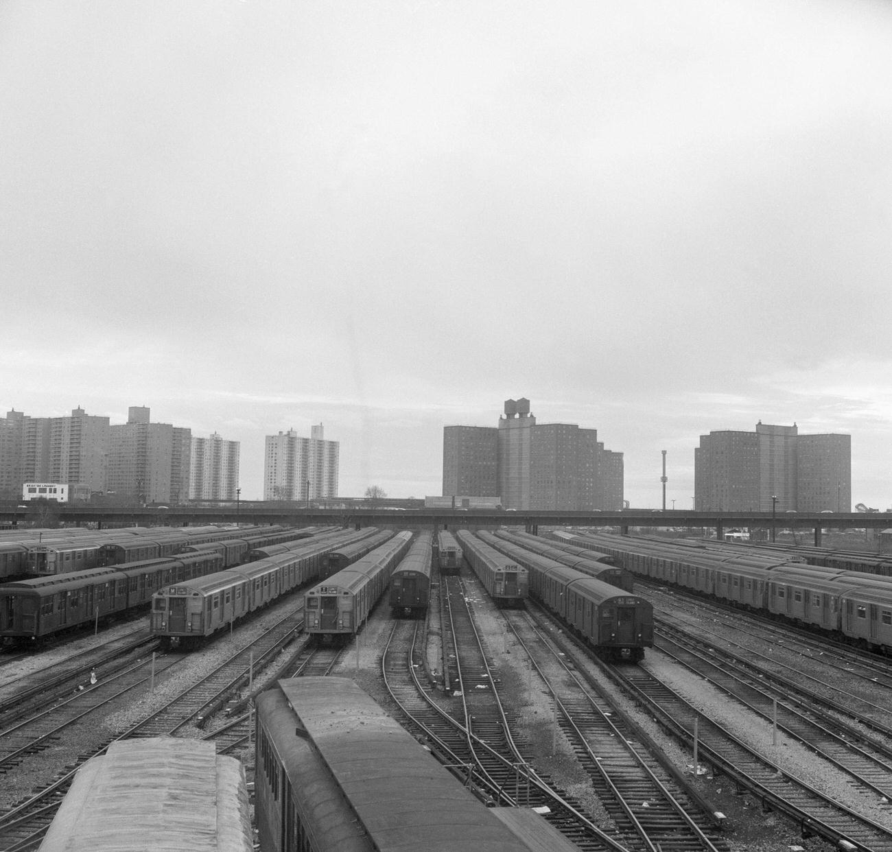 Subway Trains Idle At Coney Island Yard During Strike, 1966