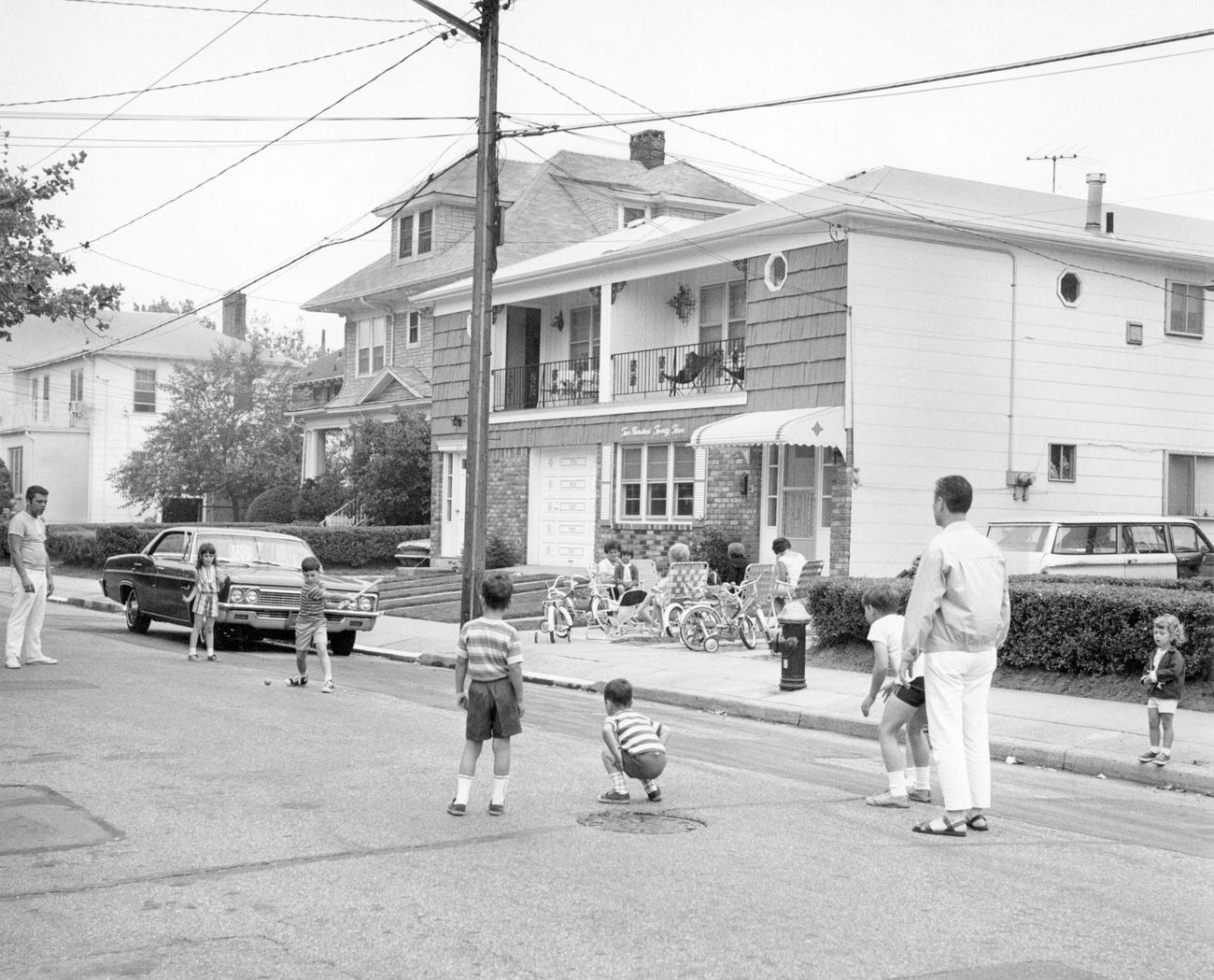Residential Street With Children Playing, Coney Island, 1969