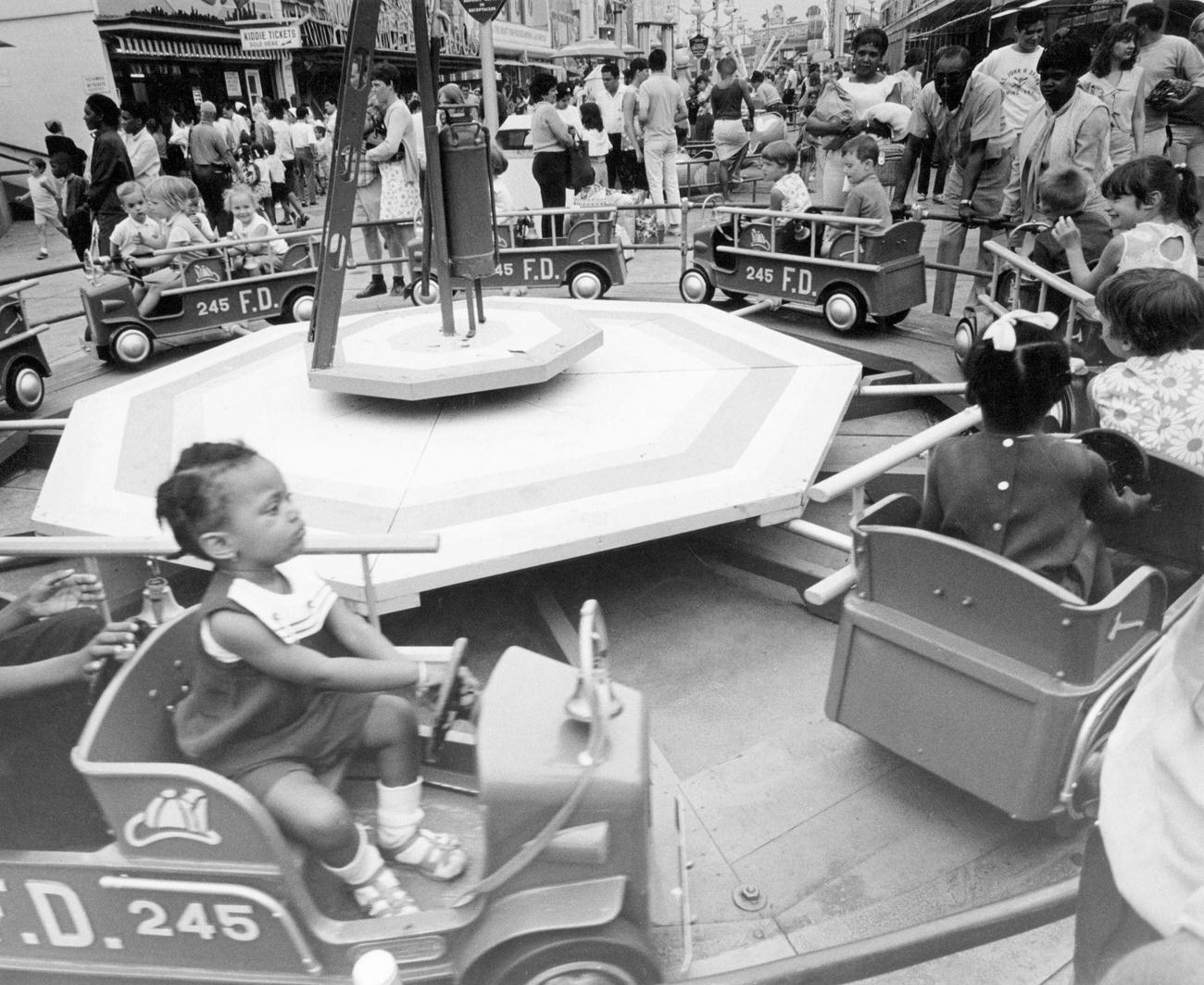 Children On Merry-Go-Round At Coney Island, 1969