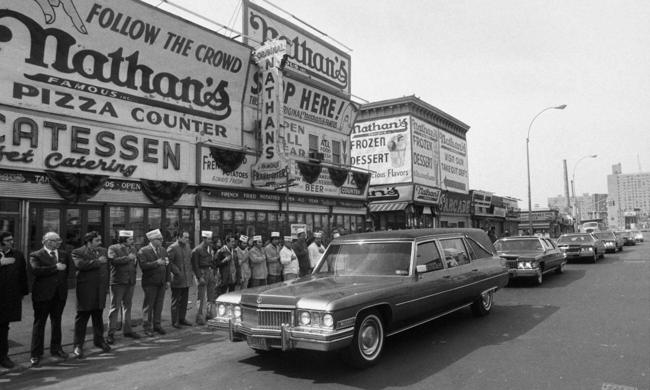 Employees Pay Respects To Nathan Handwerker, Coney Island Founder, 1970S