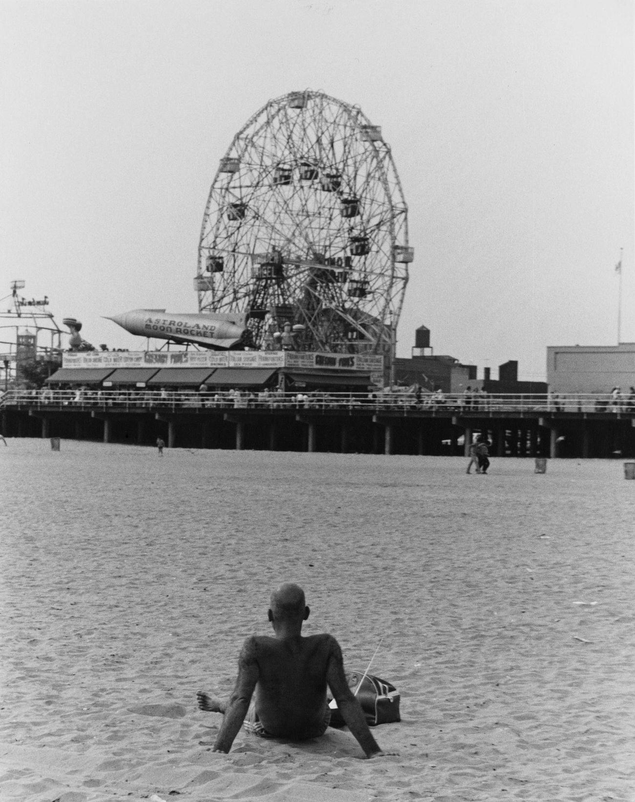 Astroland Amusement Park With Ferris Wheel, Coney Island, Circa 1975