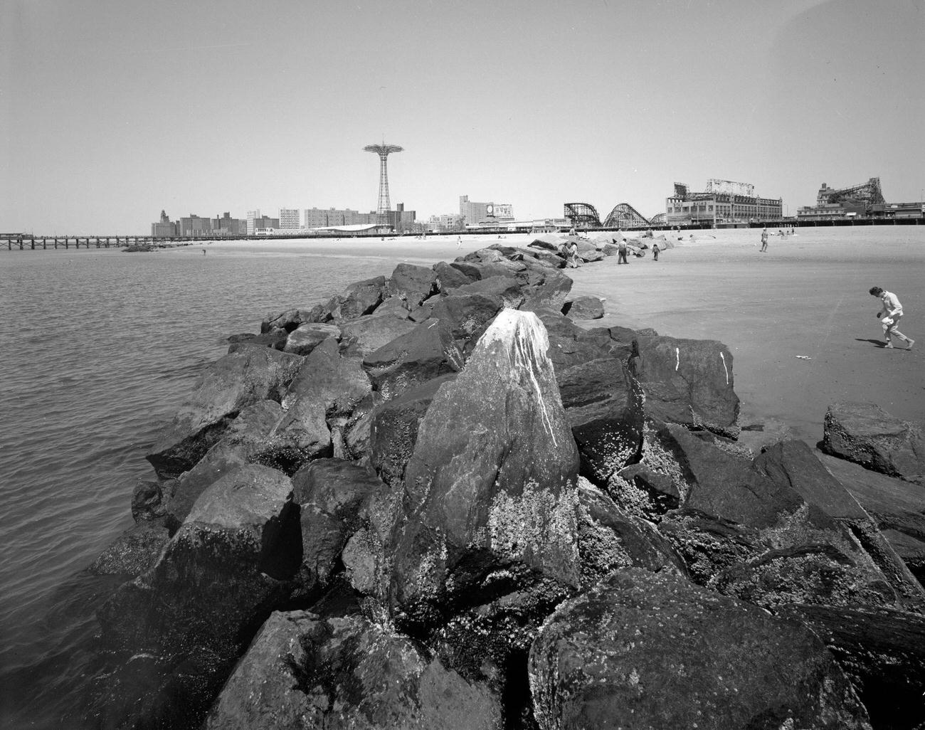 View Of Beach And Boardwalk, Coney Island, Circa 1975