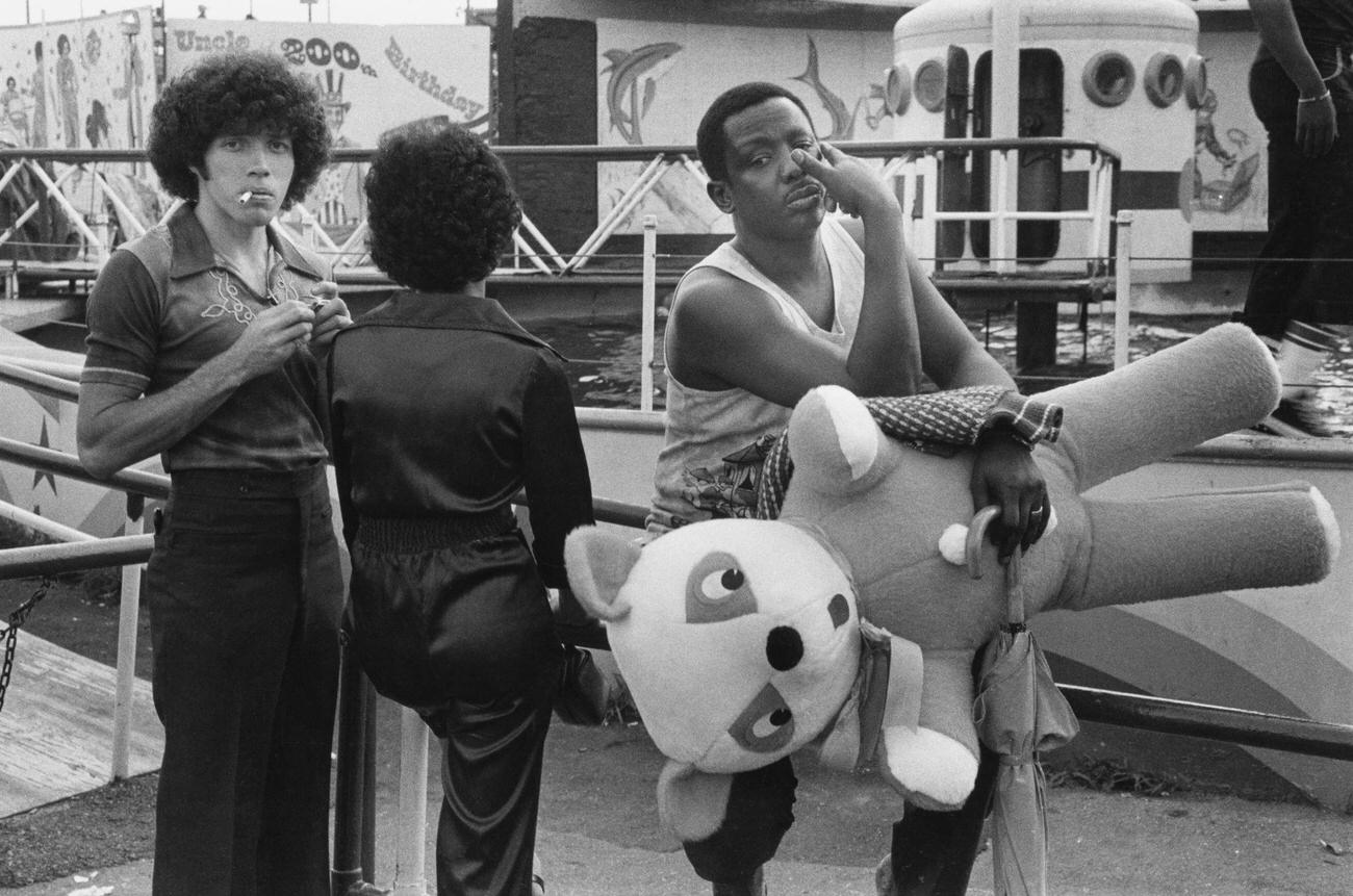 Man Holding Soft Toy Prize At Coney Island, Circa 1975