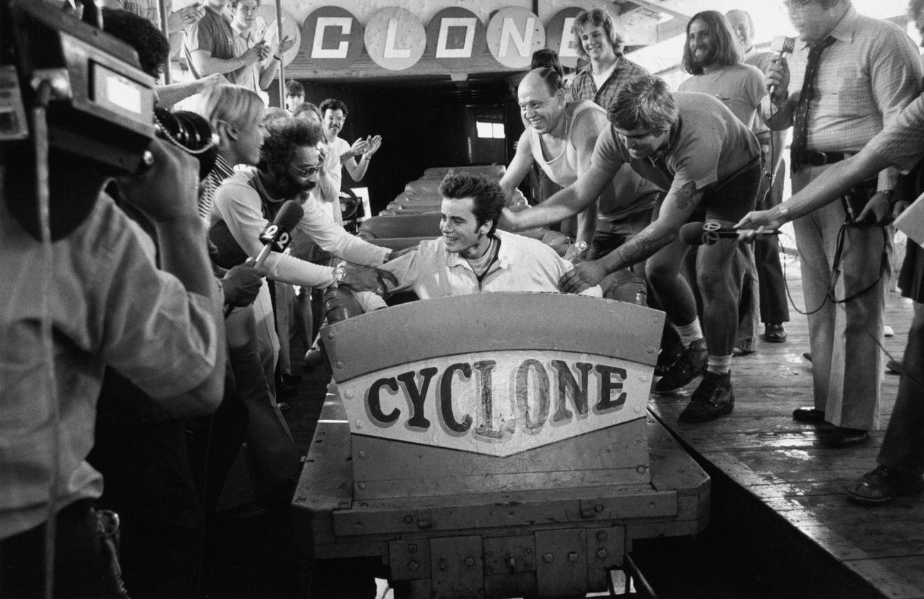 Michael Boodley Completes 1,000 Rides On Cyclone Roller Coaster, August 1975