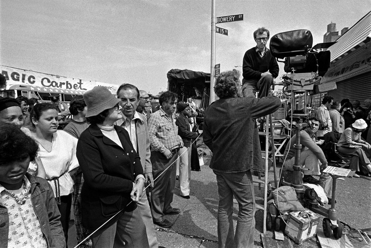 Woody Allen And Crew Filming 'Annie Hall' At Coney Island, 1977