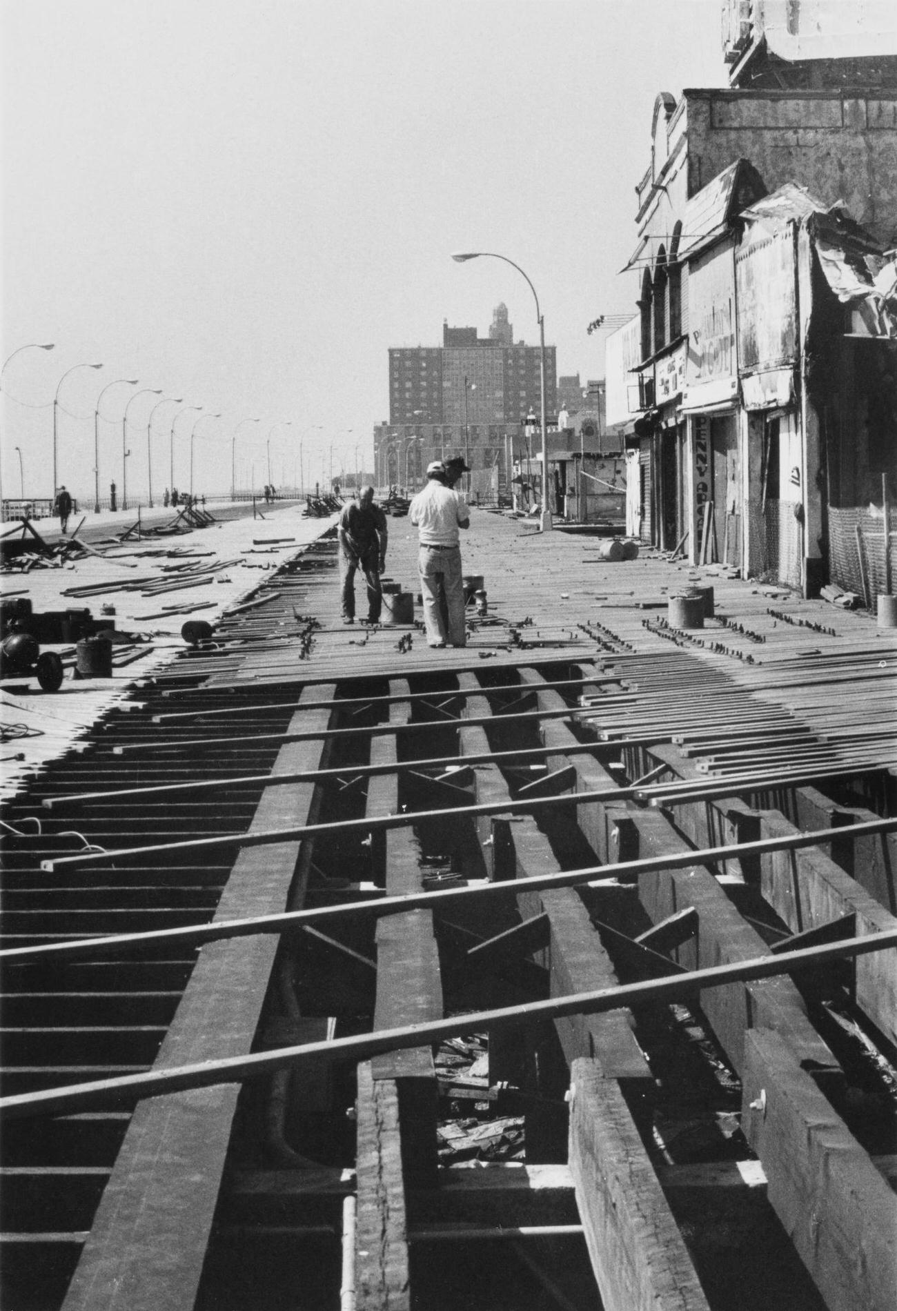 Last Minute Renovations At Coney Island Boardwalk, March 1978