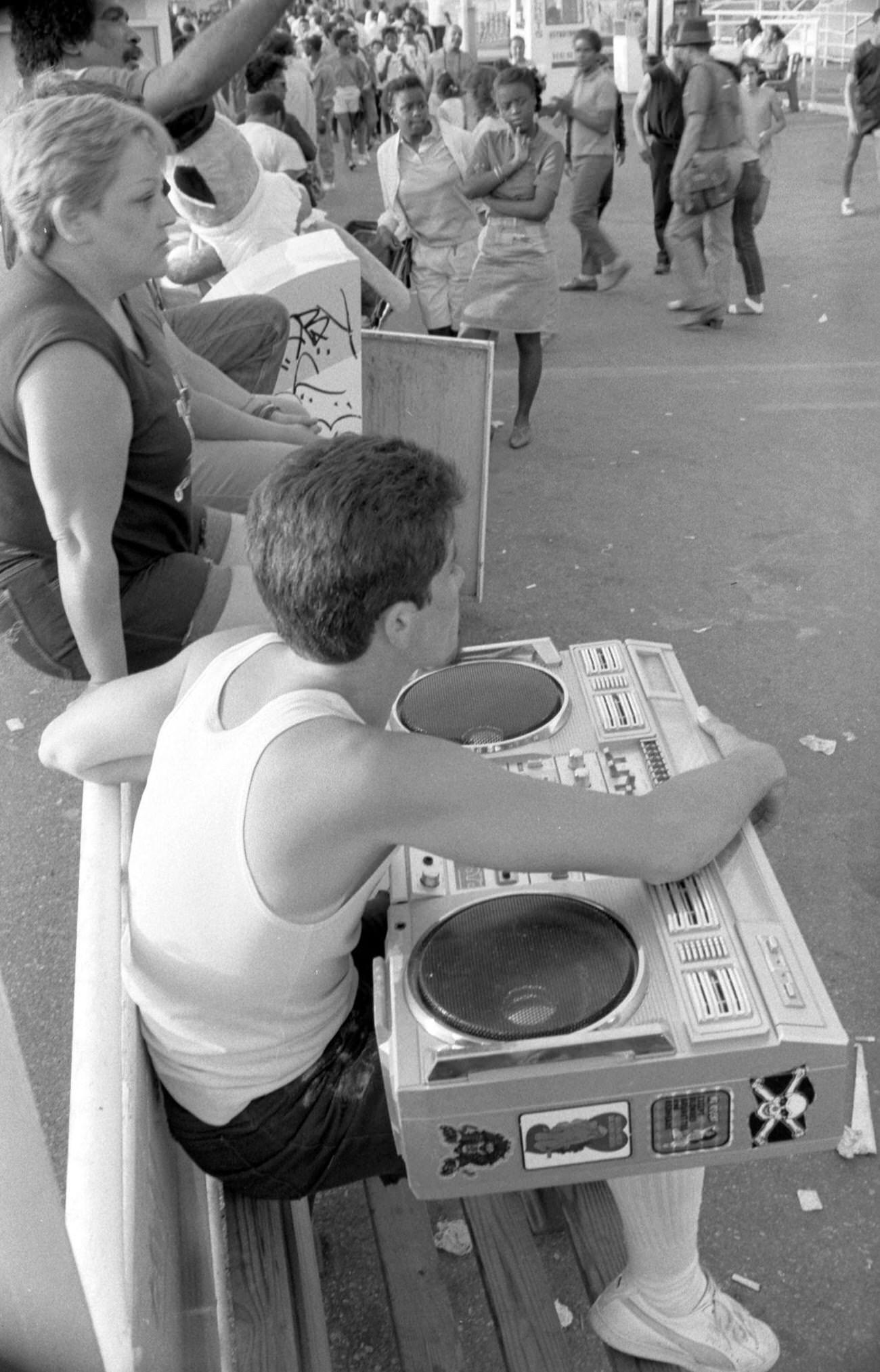Man With Boom Box Radio At Astroland Park, Coney Island, 1985