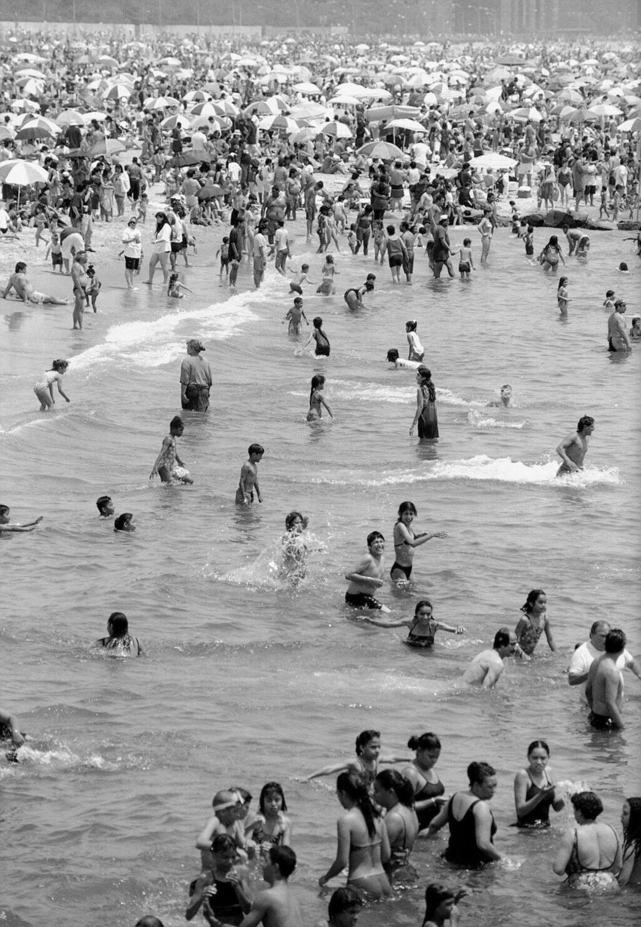 Fourth Of July Crowd Fills The Beach At Coney Island