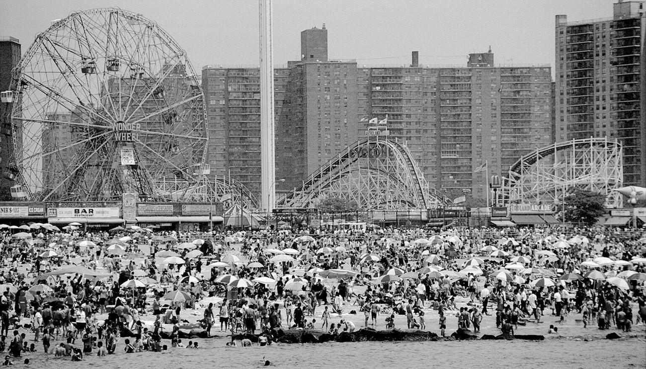 Fourth Of July Crowd Fills The Beach At Coney Island, 1995
