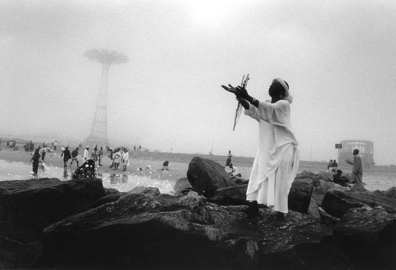 Ceremony To Pray For Victims Of Slave Trade At Coney Island Beach, 1990S