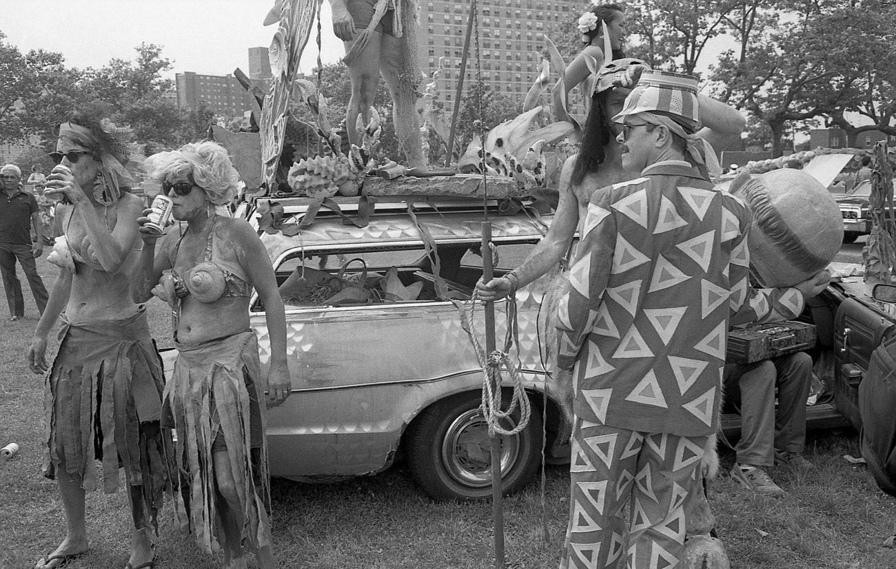 Paraders In Various Costumes Gather Before Coney Island Mermaid Parade, 1989