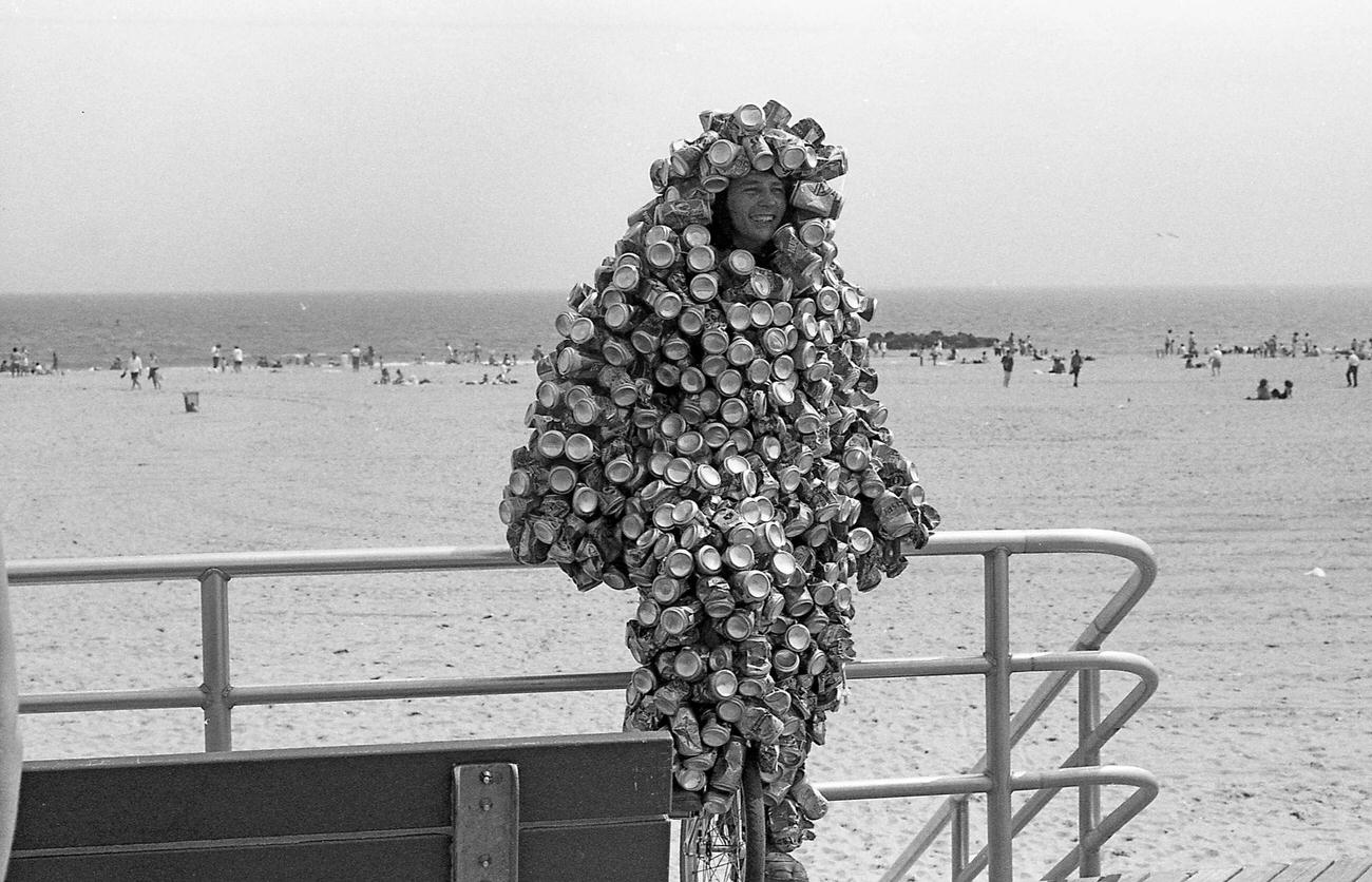 Unicyclist Poses For A Picture At The Coney Island Mermaid Parade, 1994