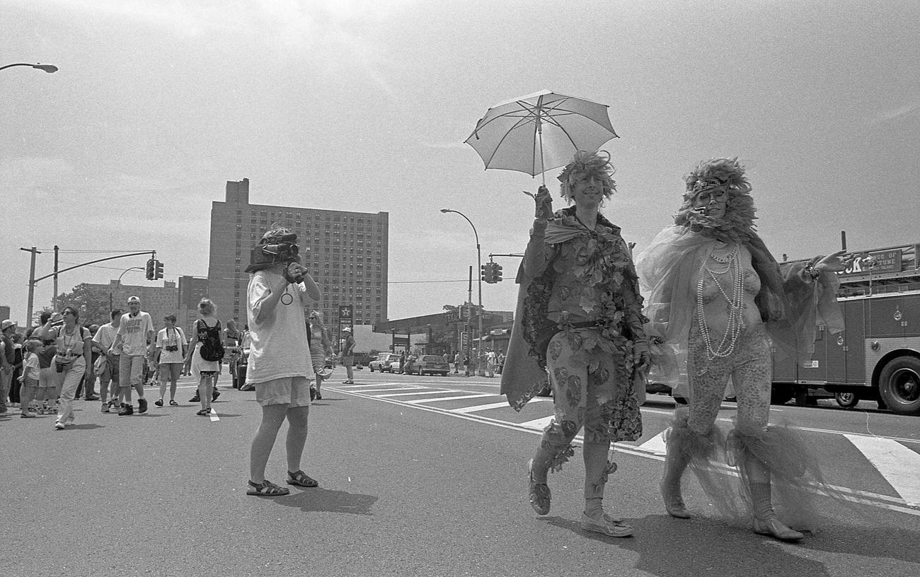 Man Films Mermaids At The Coney Island Mermaid Parade, 1994