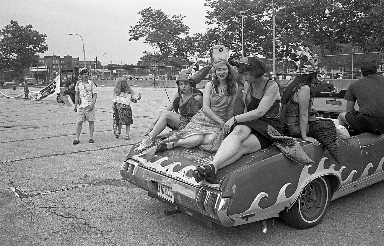 Group Of Costumed Paraders In Convertible, 1995