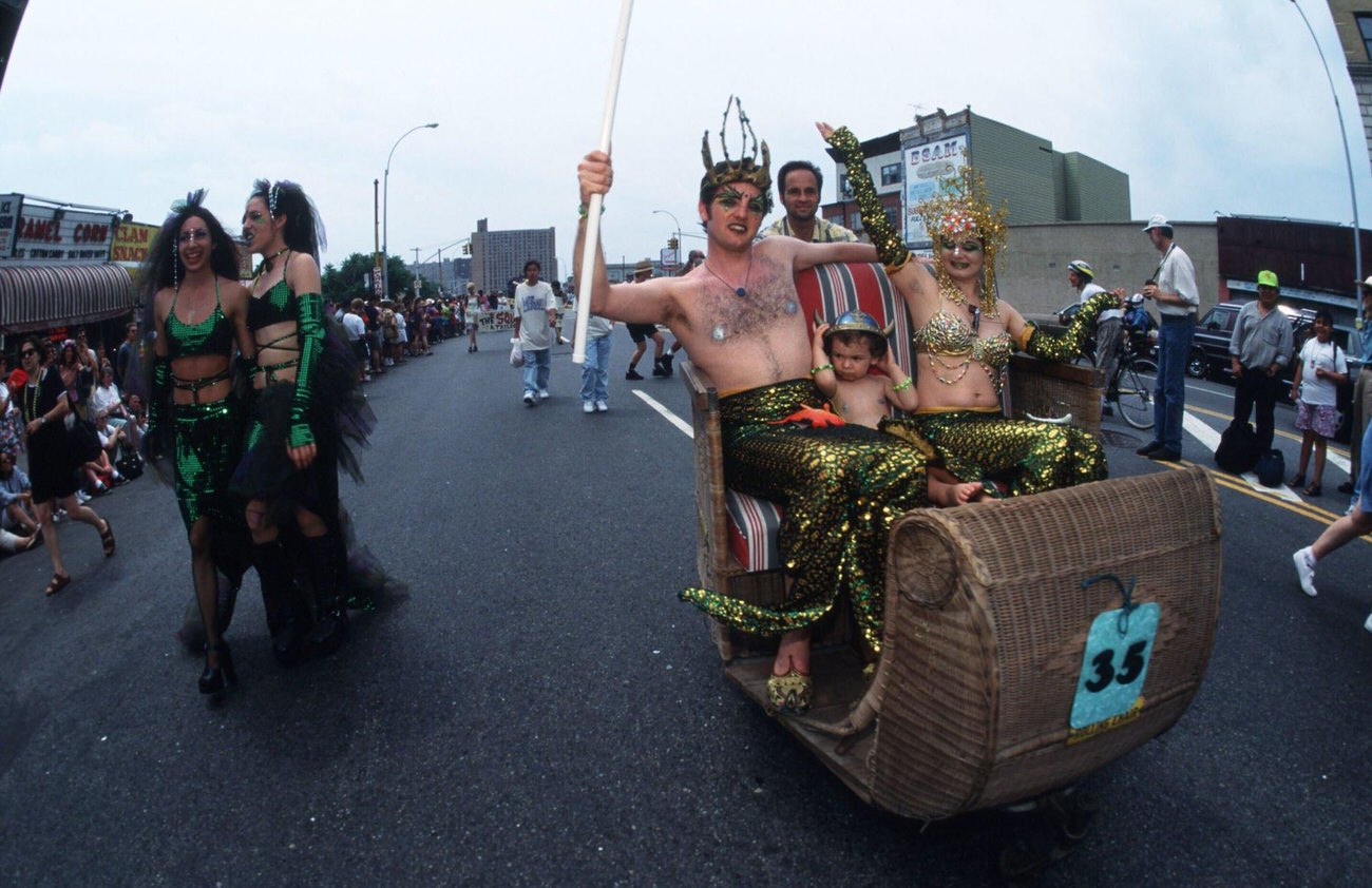 Participants Ride In Float At Mermaid Parade, 1996