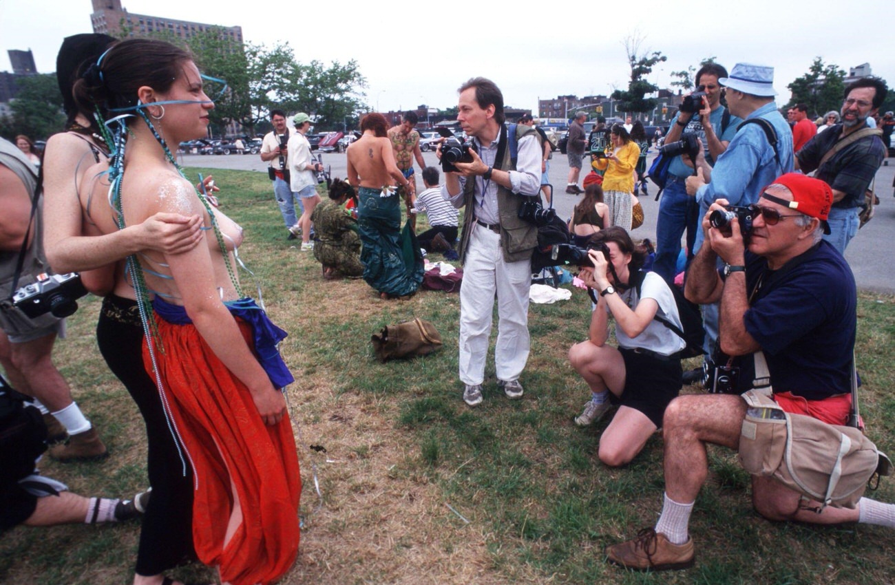 Mermaids Pose For Photographers At Mermaid Parade, 1996