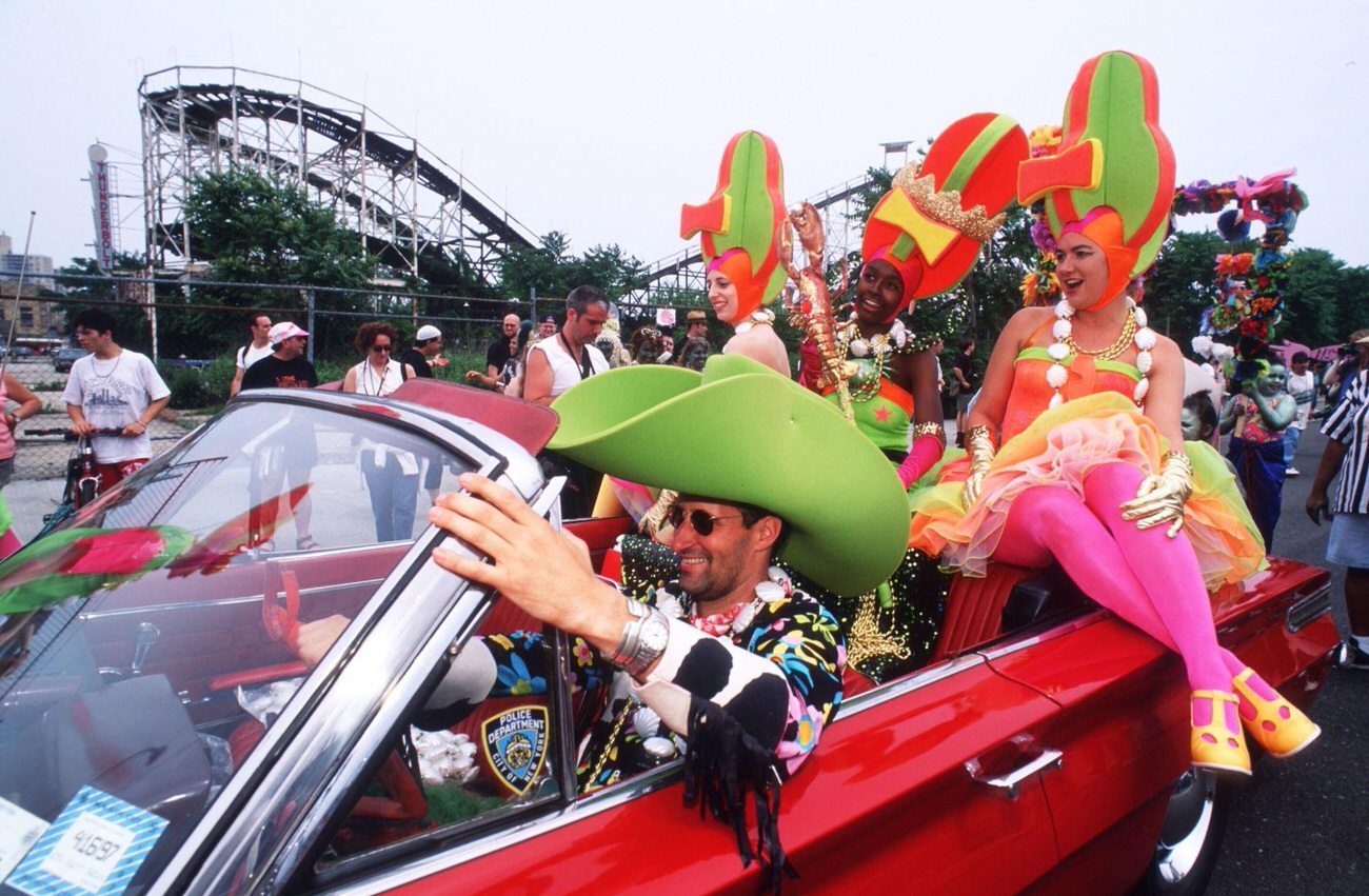 Participants Ride In Car At Mermaid Parade, 1996