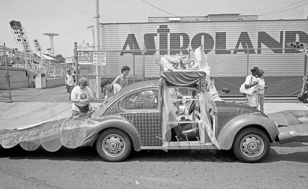 Modified Volkswagen Beetle Parked Near Astroland At Coney Island Mermaid Parade, 1997