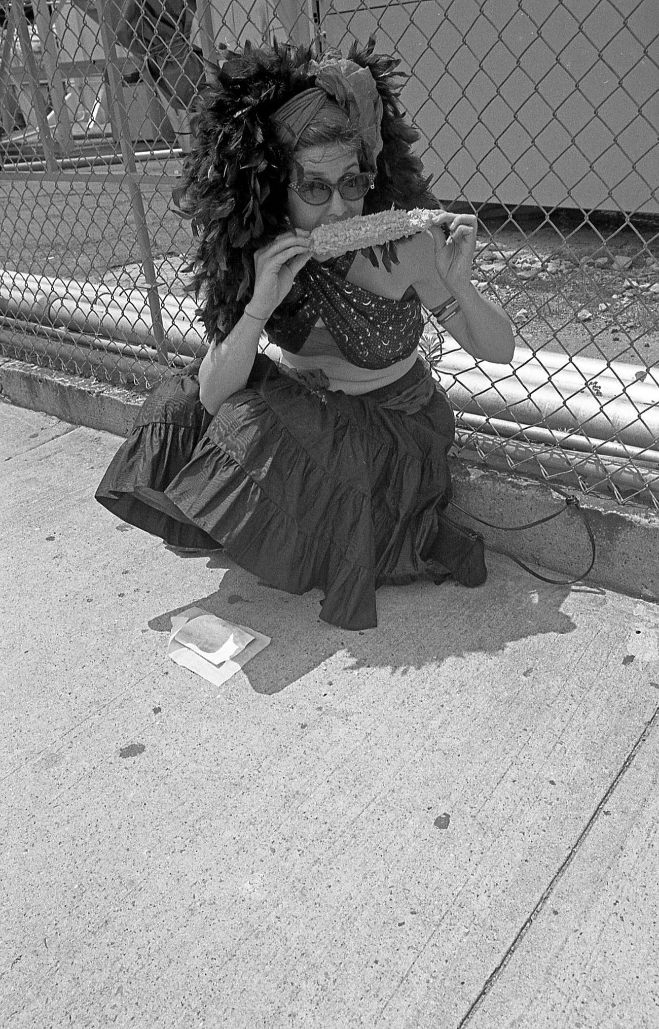 Woman Eats Corn On The Cob At Coney Island Mermaid Parade, 1997