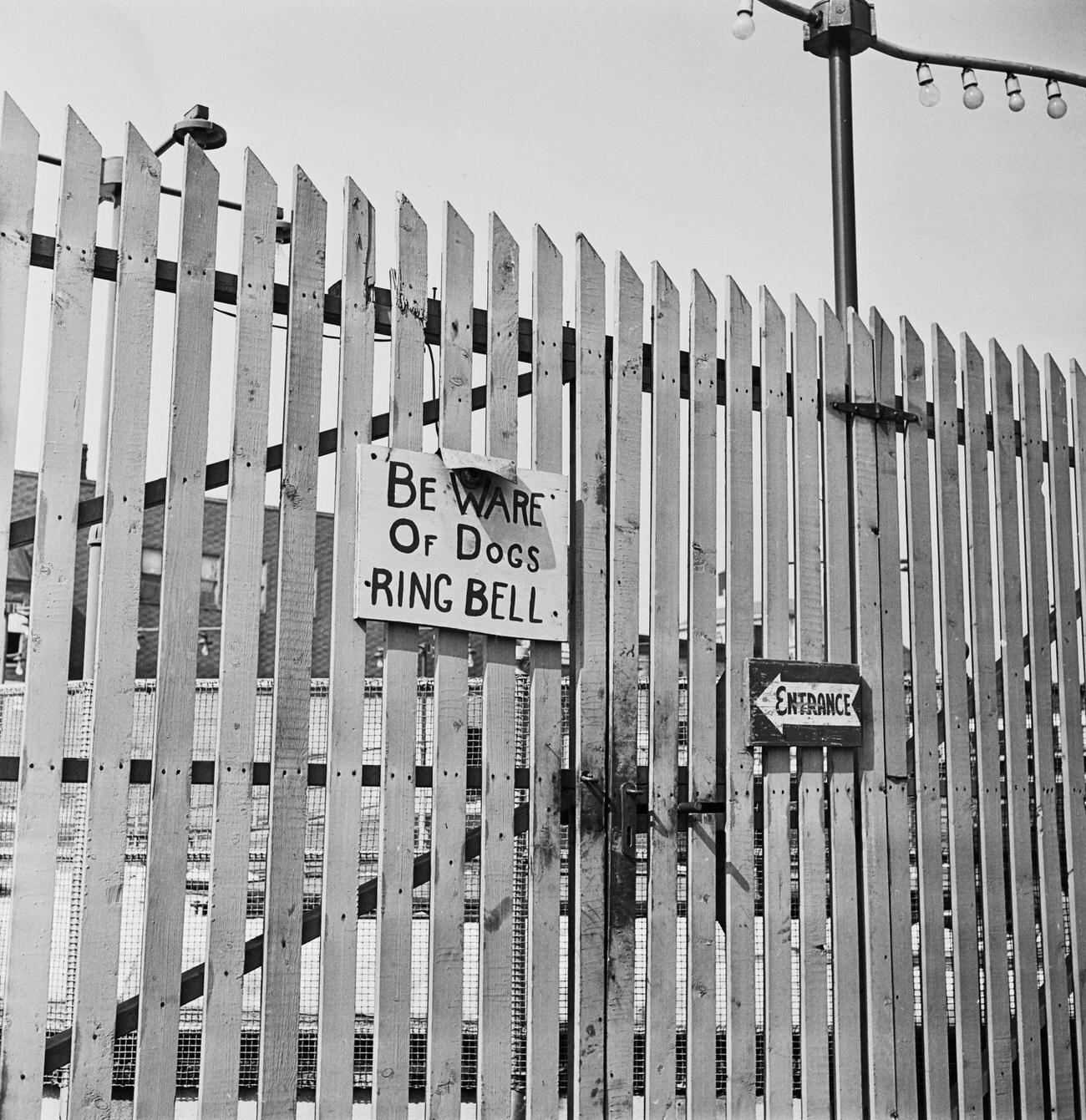 Signs On Picket And Wire Fences At Coney Island, 1950