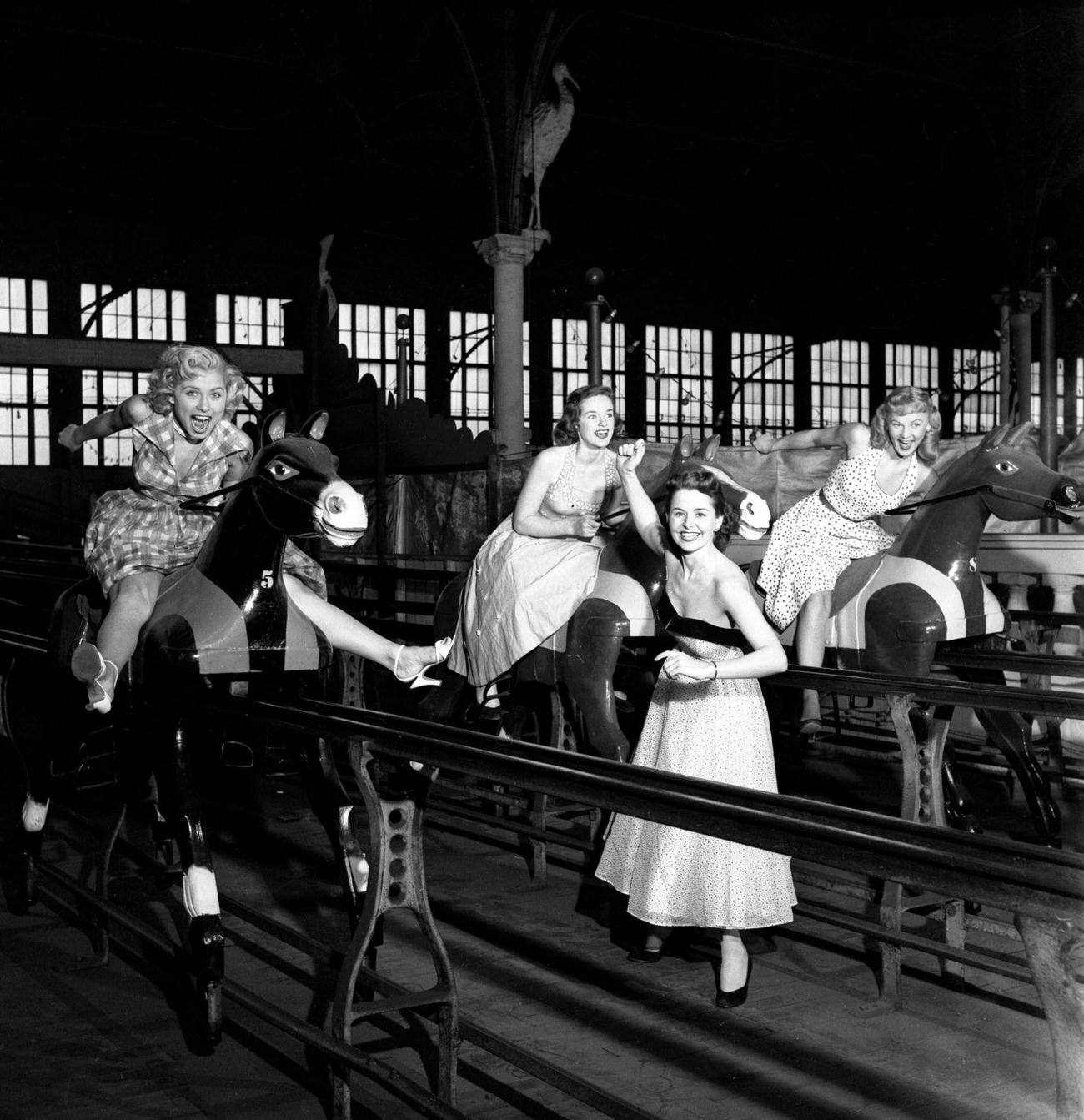 Cbs Marion James Watches Other Models On The Steeplechase Horse Ride, 1953.