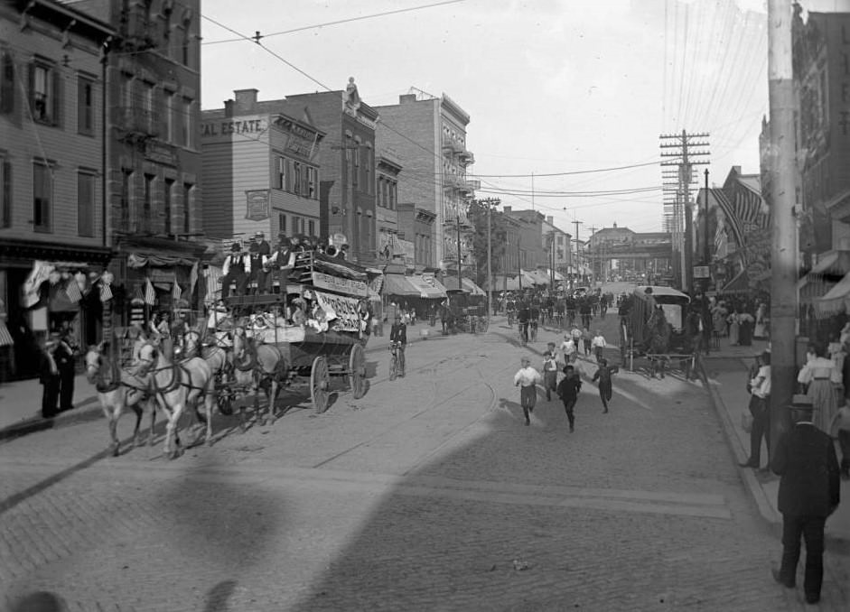 Wagon-Float In The Bicycle Parade In The Bronx, Ny, 1898.