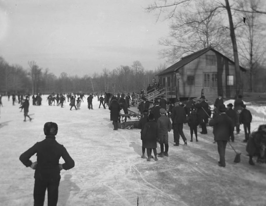 Ice Skating In Crotona Park, Bronx, 1900S