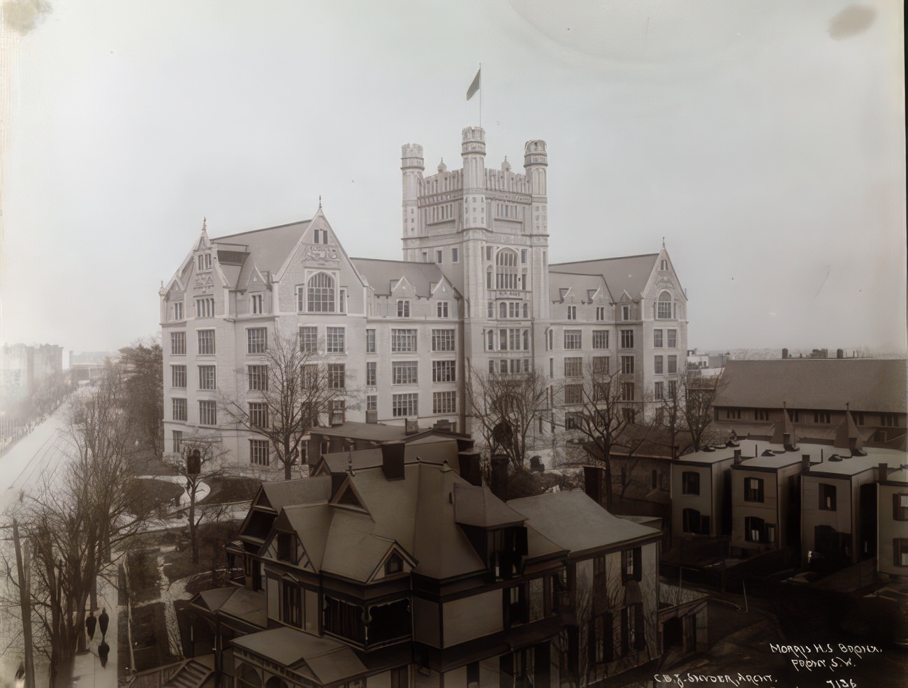 Morris High School In The Bronx From The Front, Southwest, Circa 1903.