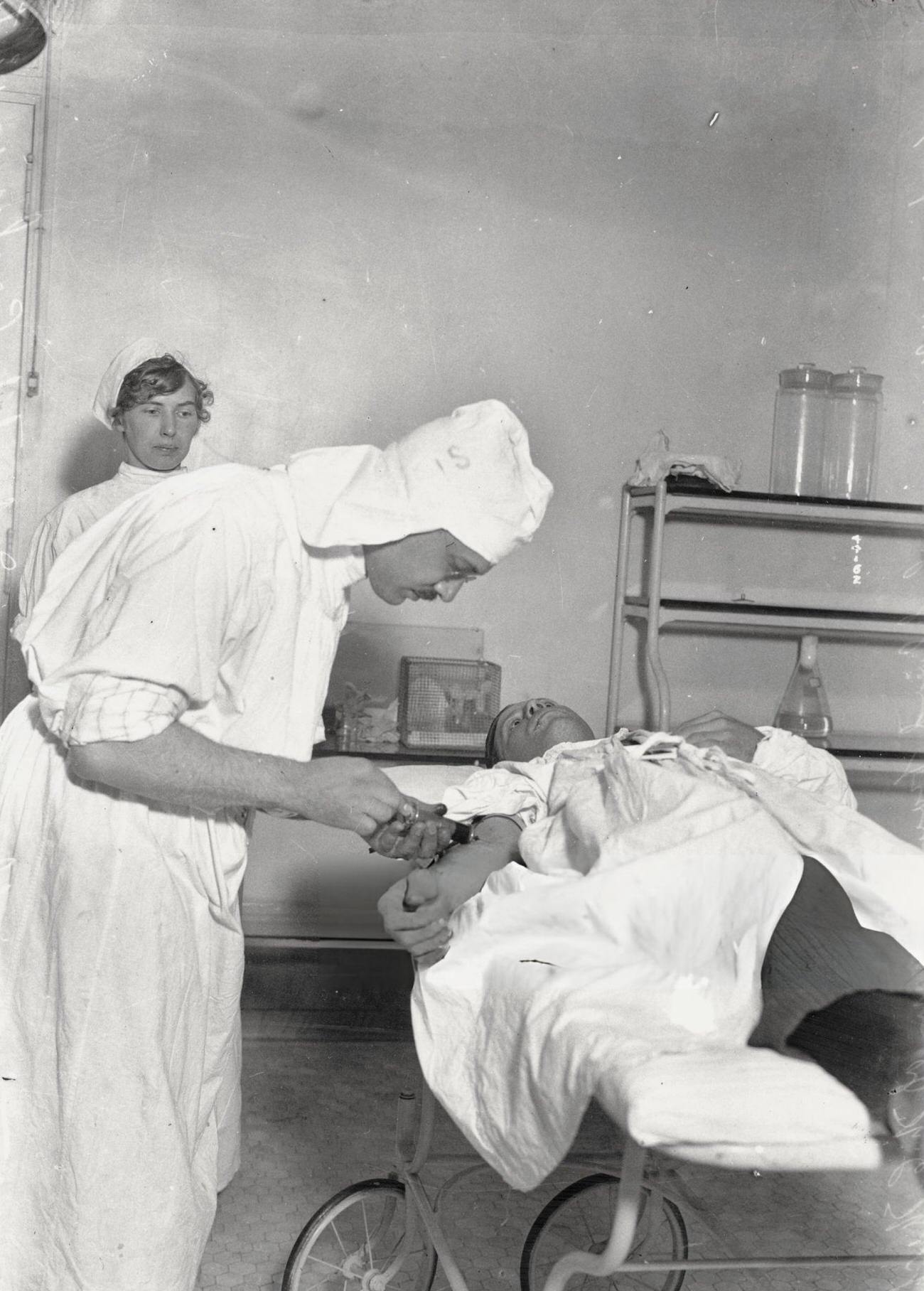 Dr. Abraham Zingher Drawing Blood For Serum Treatment Of Infantile Paralysis, Bronx, 1910S