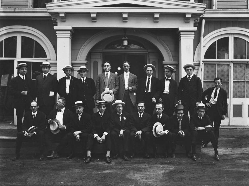 Group Of Real Estate And Newspaper Men At The Woodmanston Inn, Morris Park, Bronx, May 1914.