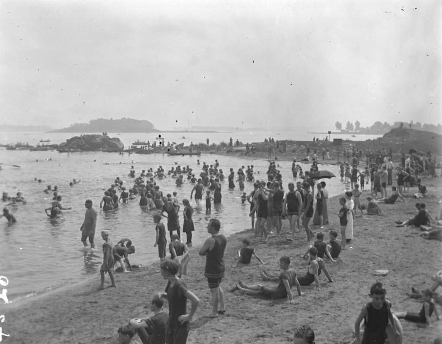 Bathers On The Beach, Orchard Beach, Bronx, 1914.