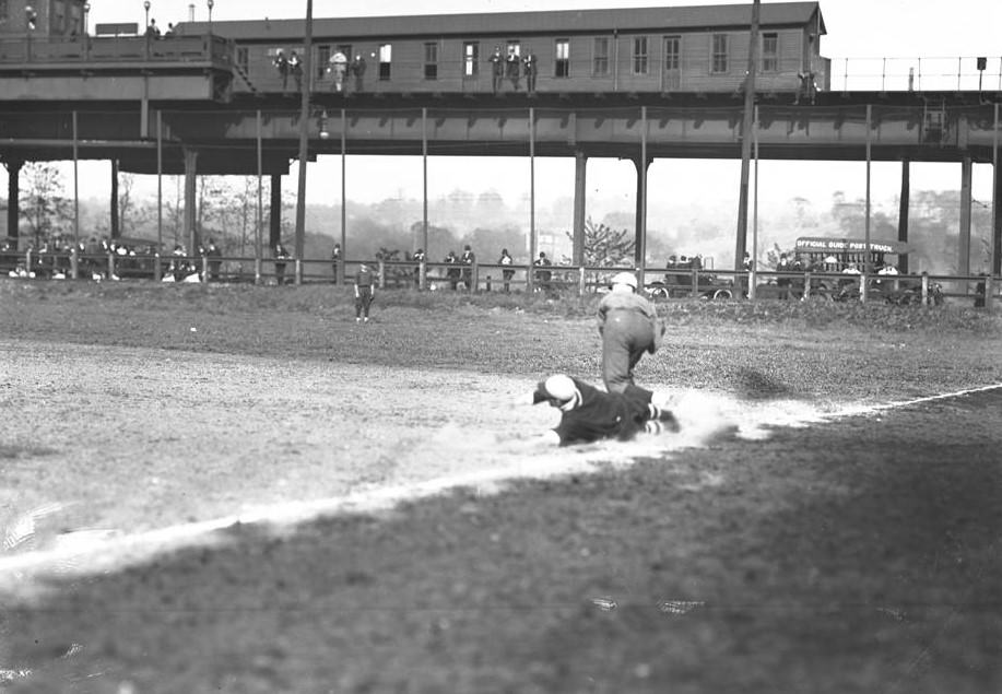 Baseball Game Action Shot, Possibly In The Bronx, Circa 1918.