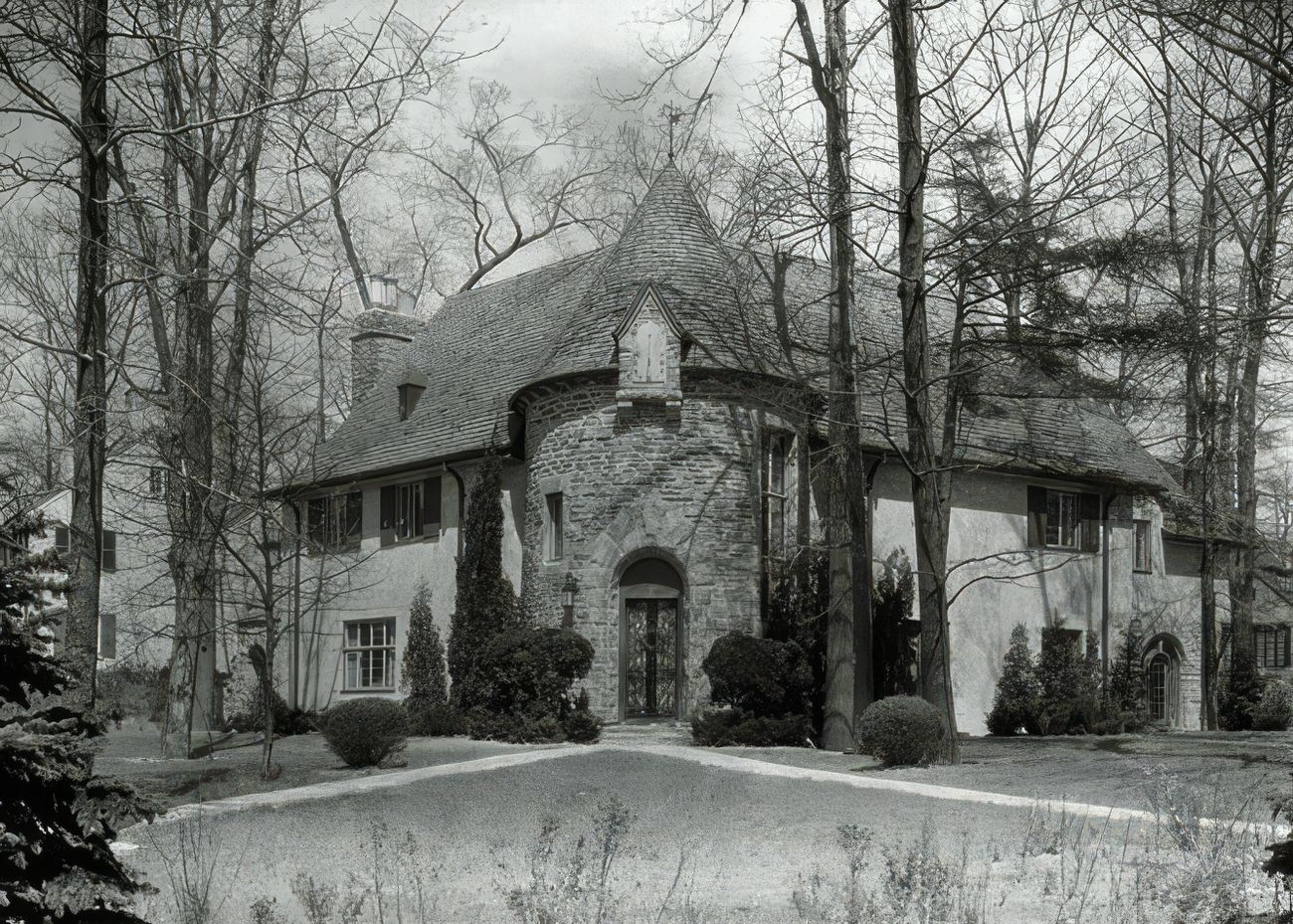 General View Of George F. Wagner Residence In Fieldston, With Front Lawn, 1928.