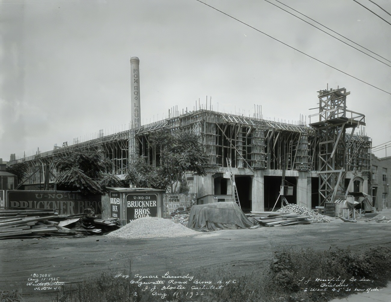 Construction Of Fox Square Laundry On Edgewater Road, 1925.