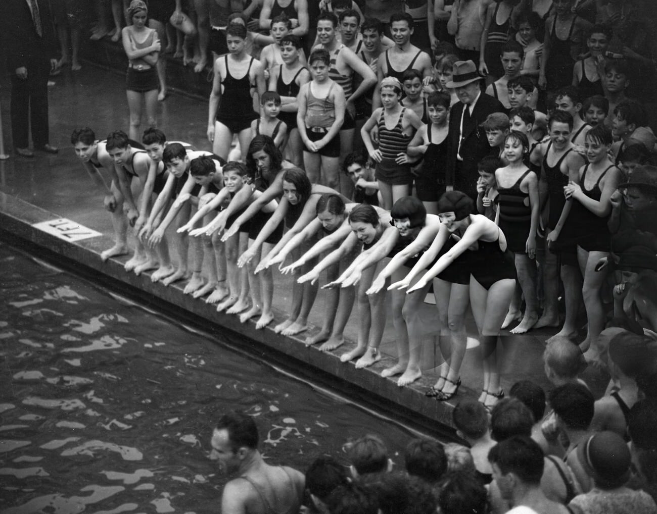 Twins Contest At Cascades Pool, Bronx, 1930.