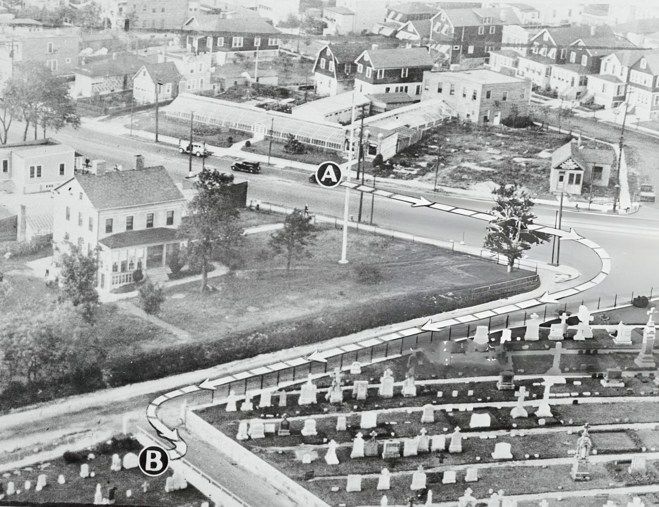 Aerial View Of Saint Raymond'S Cemetery, 1930S