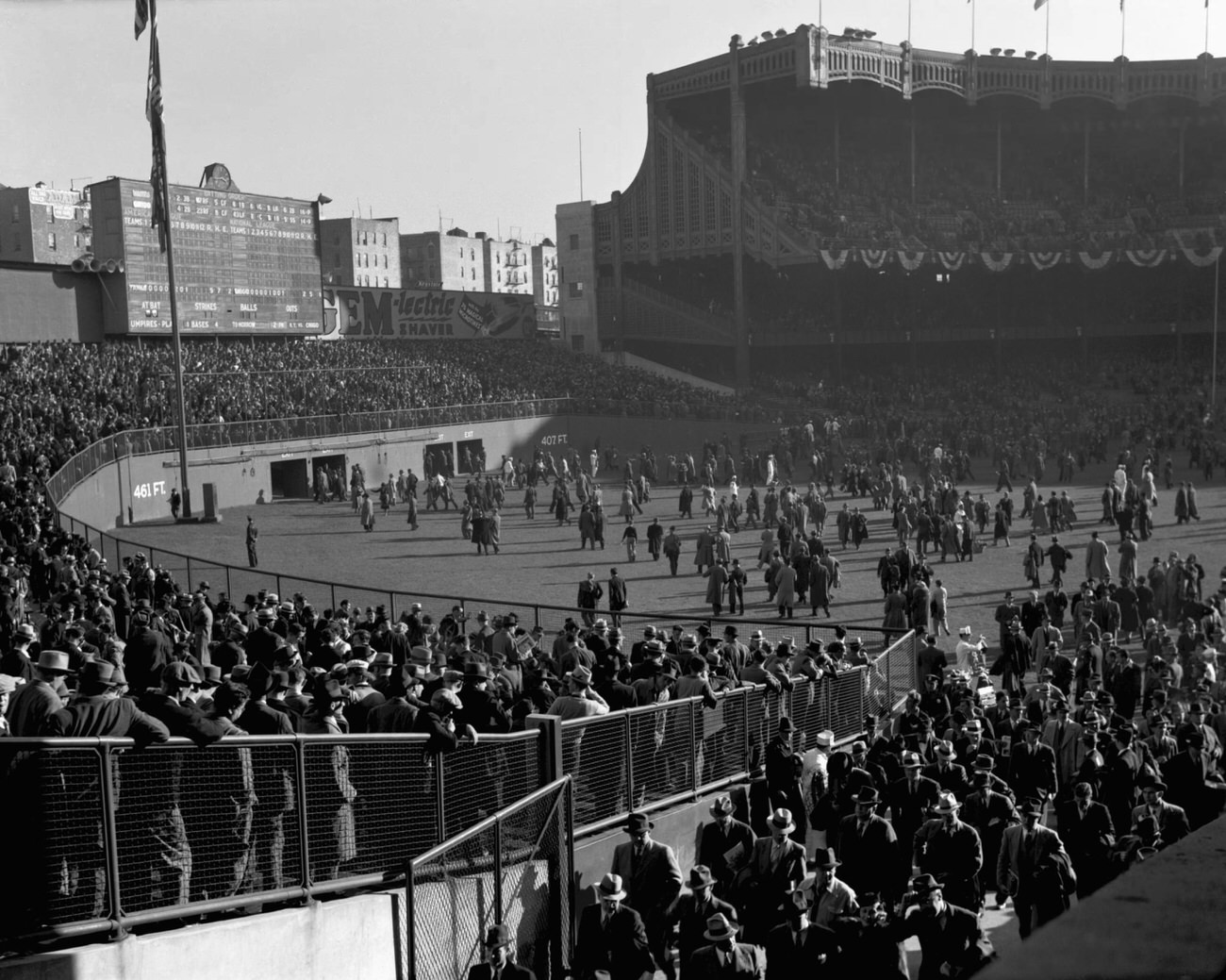 Crowd Exits Yankee Stadium, World Series, 1938.