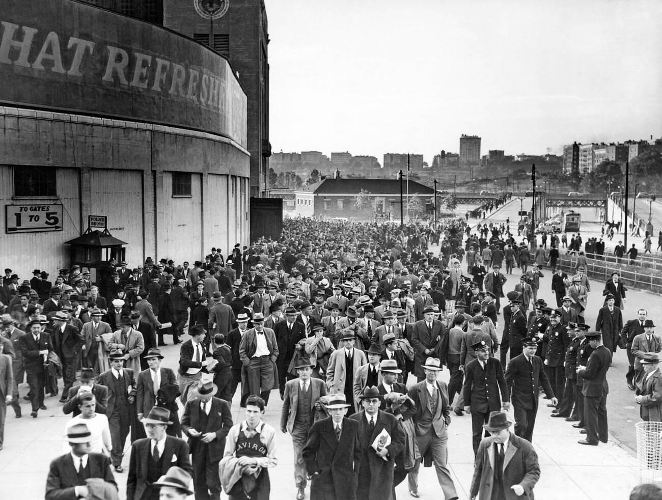Fans Leaving Yankee Stadium, Circa 1938.