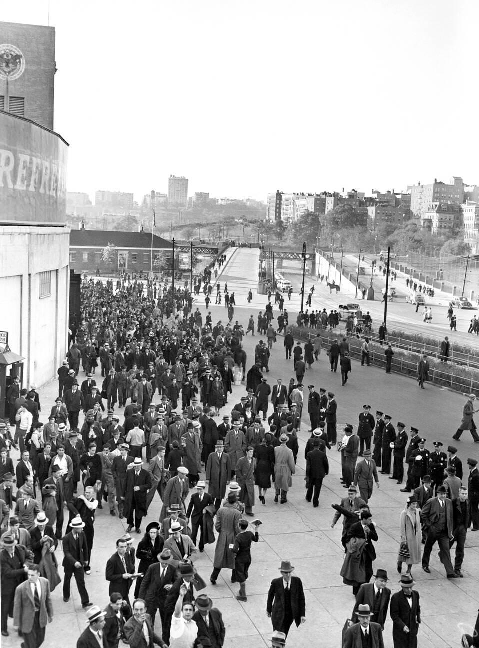 Fans Leaving Yankee Stadium, Circa 1938.