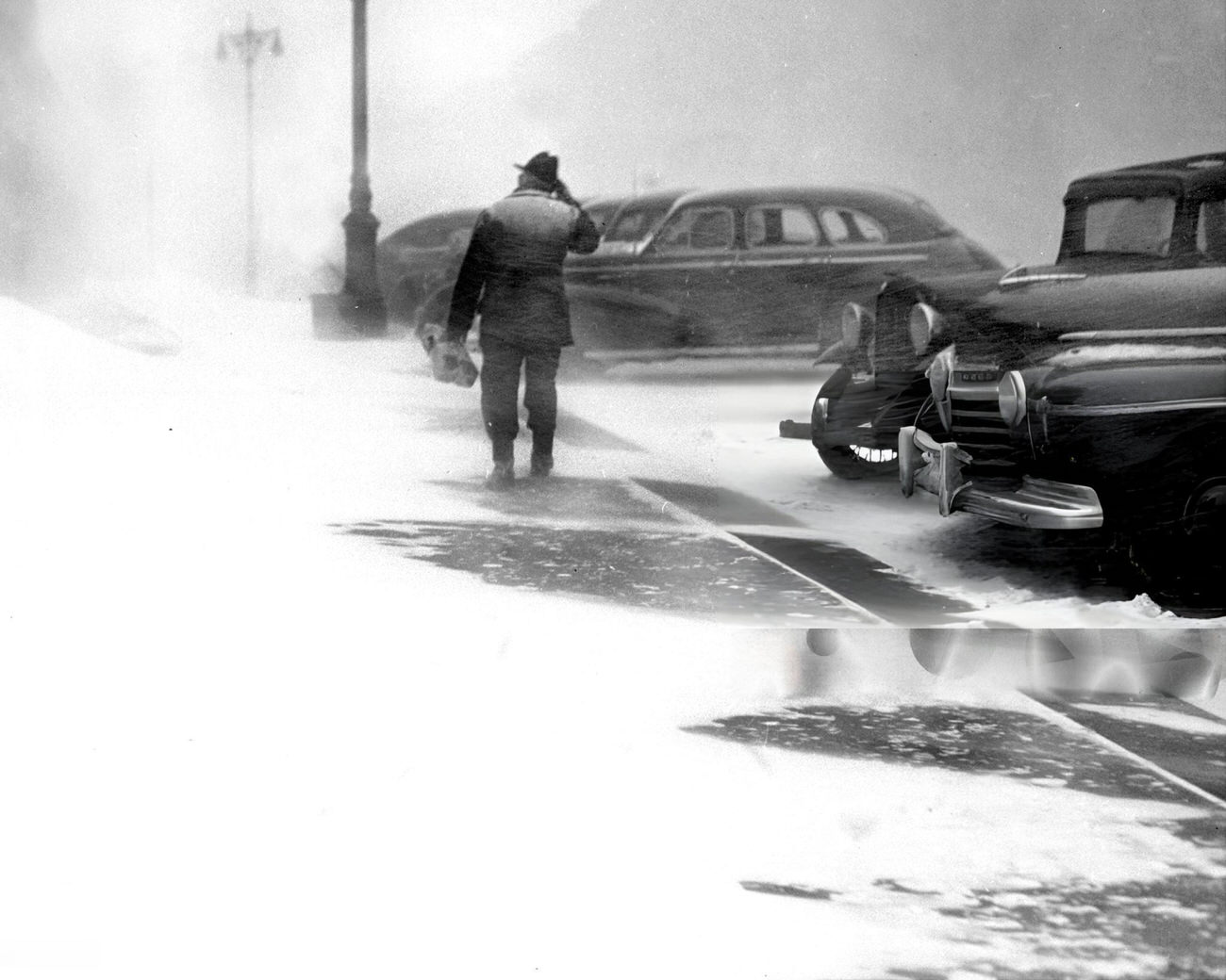 A Weatherbeaten Bronx Resident Battles Wind And Snow On His Way Home At 161St St. And Walton Ave, 1940S