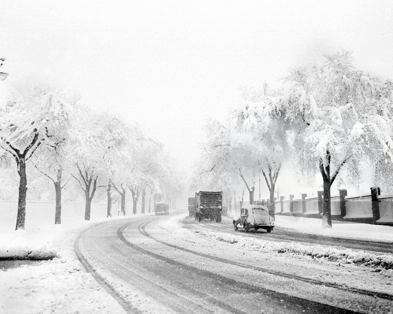 A Cold April Day Captured On Pelham Parkway In The Bronx, Looking Toward Fordham Road, 1940S