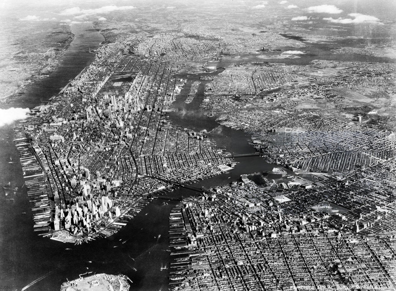 Aerial View Of New York City Including Brooklyn, The Bronx, Queens, And Manhattan Island, 1940S