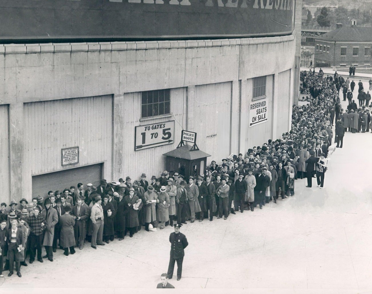A Long Line For World Series Tickets At Yankee Stadium, 1940S.