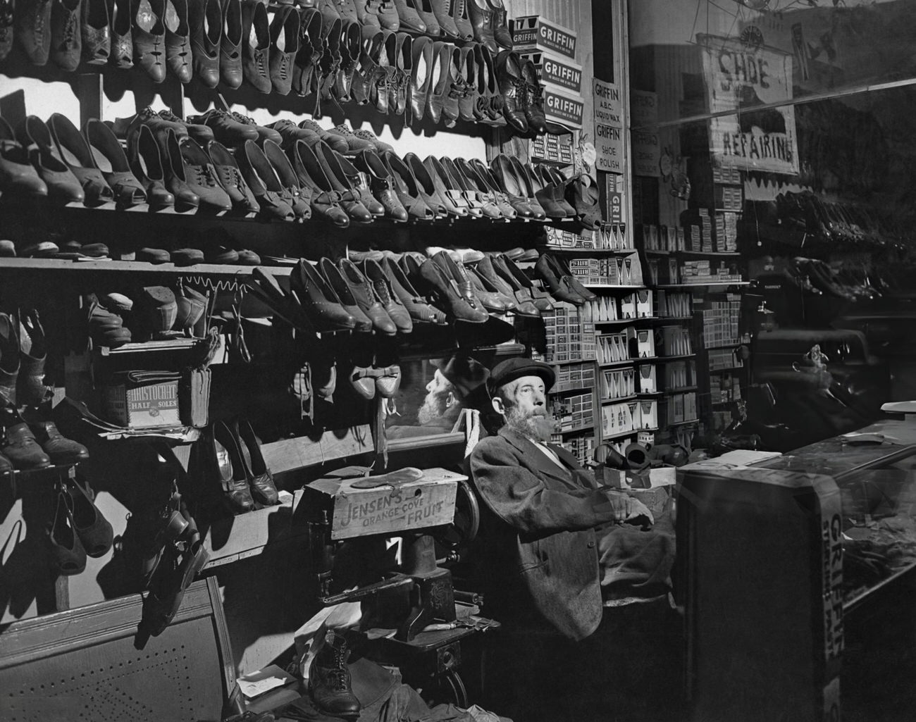 A Shopkeeper In His Shoe Sales And Repair Shop In The East Bronx, 1948.