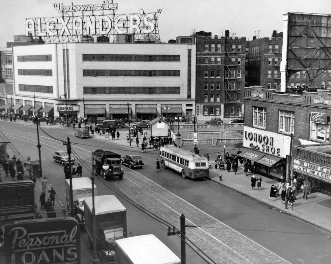 Alexander'S Department Store In The Shopping Center At The Junction Of Fordham Road, Bronx, 1940S.
