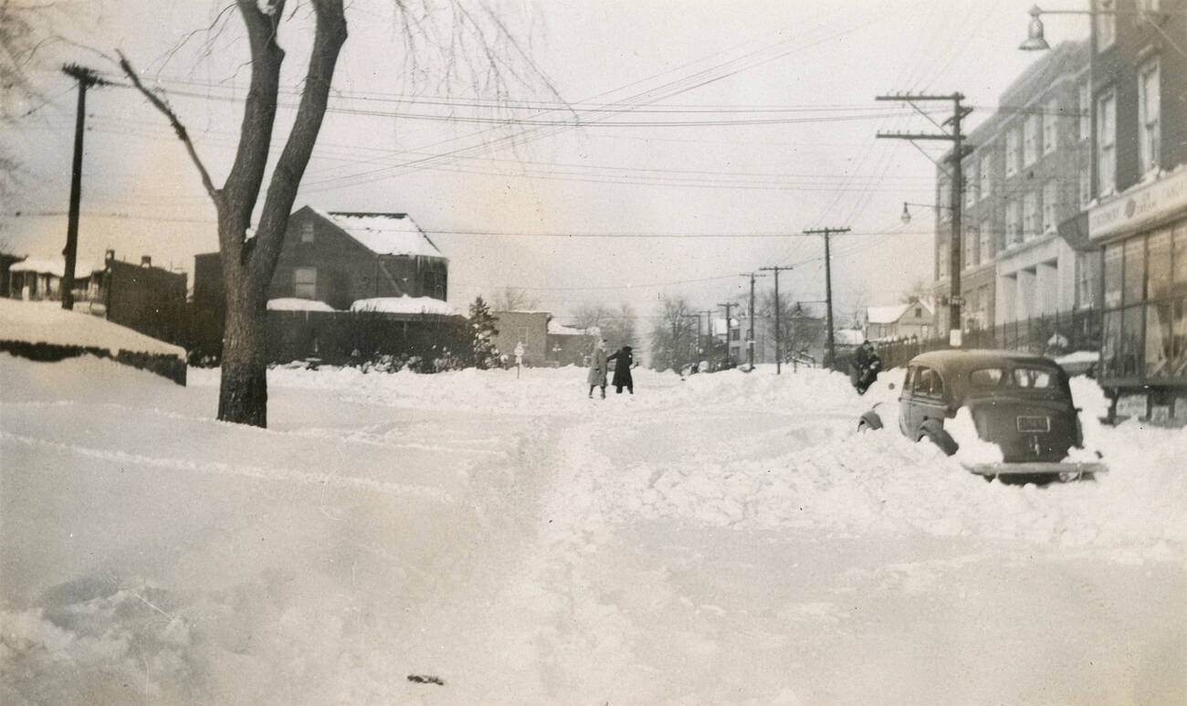 Photograph Of Barnes Avenue In The Bronx After The Great Blizzard Of 1947, Looking North,1947.