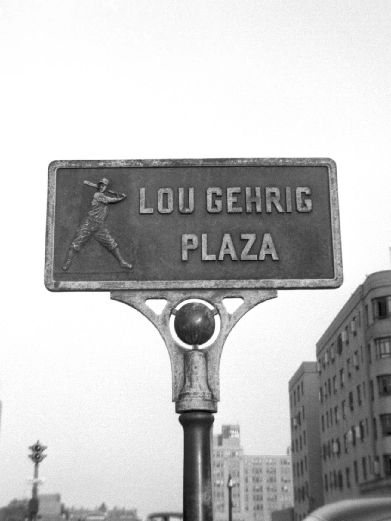 The Lou Gehrig Plaza Marker Outside Yankee Stadium Honors The First Baseman And Captain For The Yankees, 1950S.