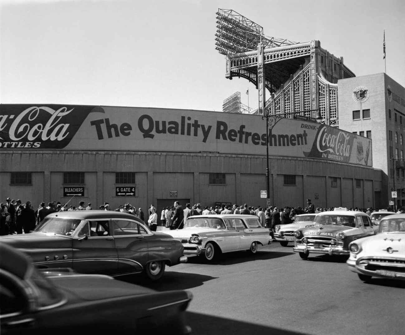 The Exterior Of Yankee Stadium With A New Coca Cola Advertisement,1957.