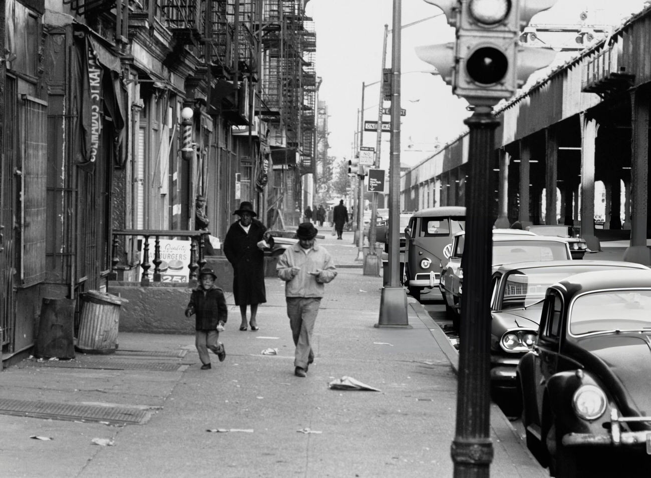 Pedestrians Beside Parked Cars On Park Avenue In The Bronx, 1967
