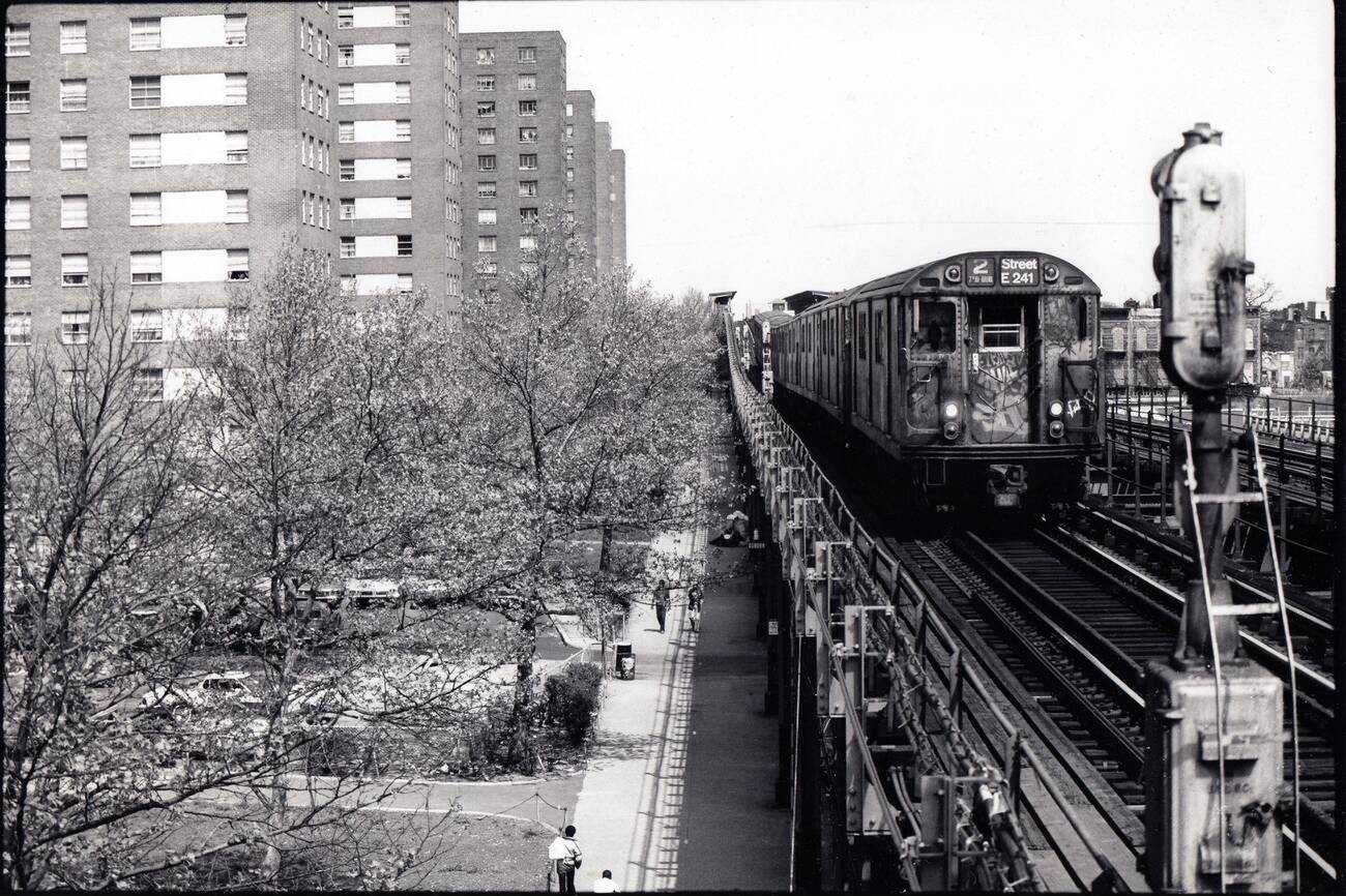 The Elevated Irt Number 2 Train Passes Apartment Houses In The Bronx, 1977.